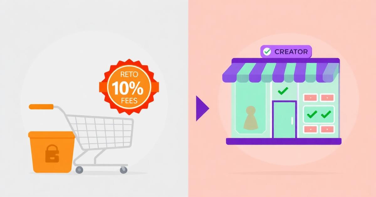 Side-by-side comparison of Gumroad and Creastor showing fee structures storefront design and feature differences for digital product creators