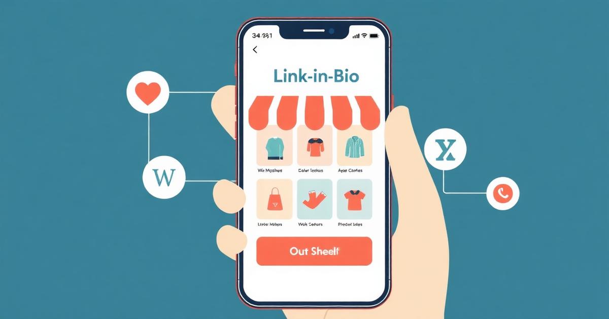 Mobile phone showing optimized link in bio storefront with digital products and one-tap checkout for creators