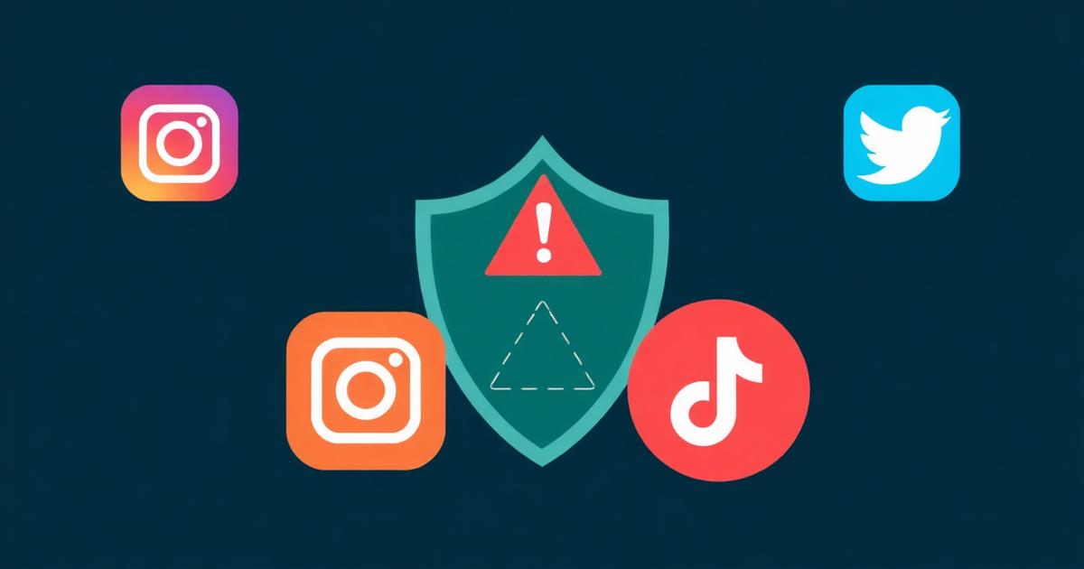 Shield protecting social media links from being flagged for adult content with Instagram and TikTok icons