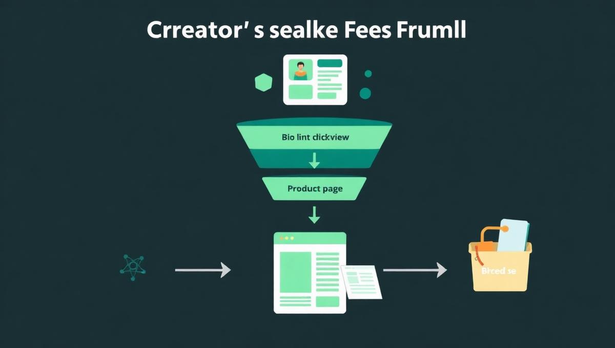 Creator sales funnel from social media content to bio link clicks and digital product purchases