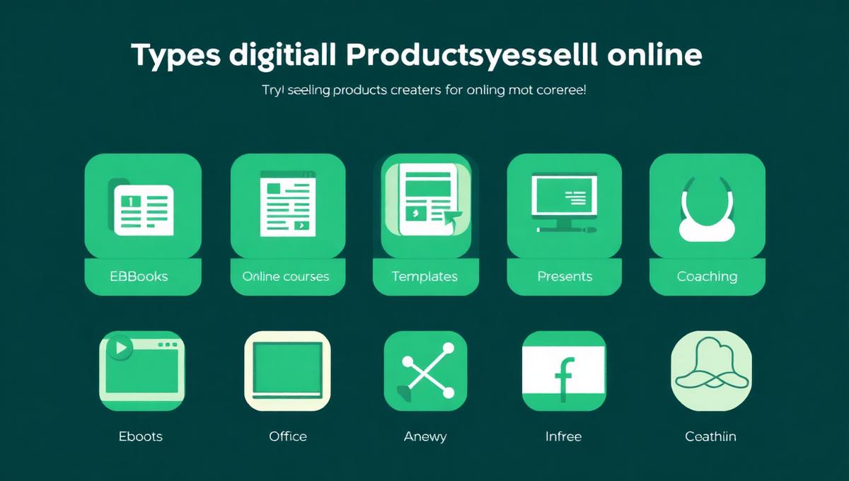 Types of digital products creators sell online — ebooks, courses, templates, presets, and coaching